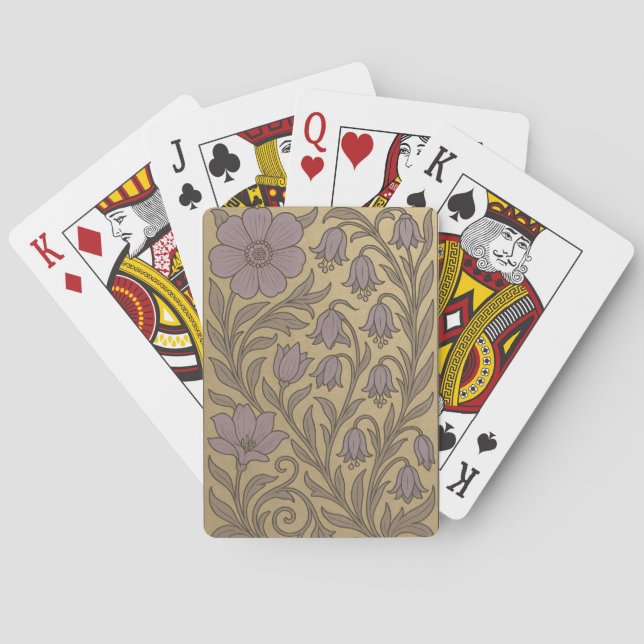 Baralho de Cartas de Arte Nova Flores Douradas (Verso)