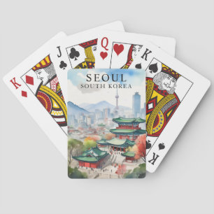 Baralho de Cartas de Seul Coreia do Sul Vintage