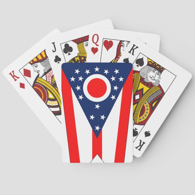 Baralho Deck Playing Cards with Flag of Ohio, US (Verso)