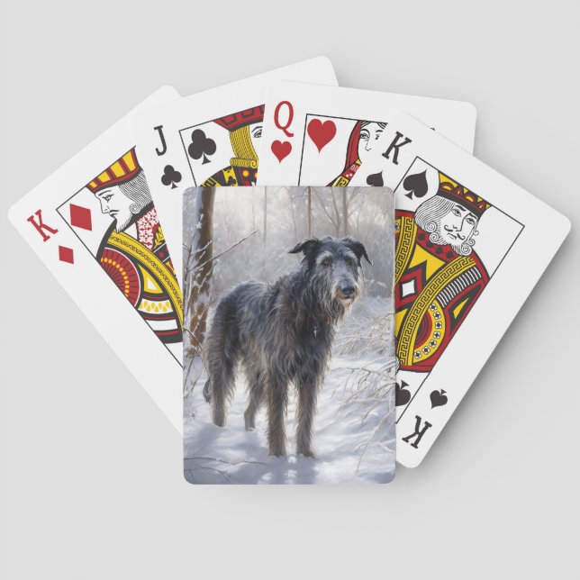 Baralho Deerhound Escocês Deixe-o nevar no Natal (Verso)
