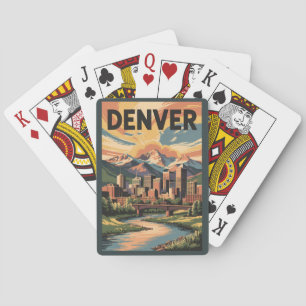 Baralho Denver Colorado Illustração Sunset Viagem Art