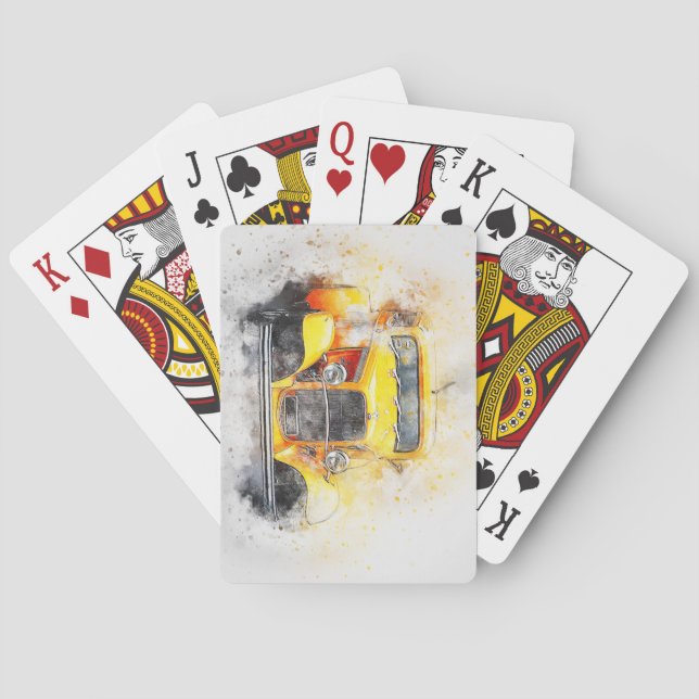 Baralho Desenho de Aquarela Automóvel Antiquado Clássico (Verso)