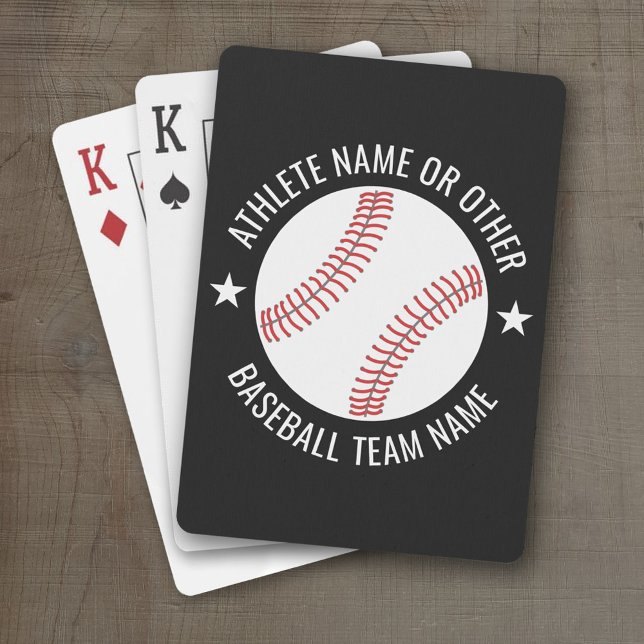 Baralho Desenho de Baseball com Equipe e Nome de Atleta mo (Personalized Playing Cards - Sporty Design)