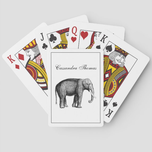Baralho Desenho de Elefante Vintage (Verso)