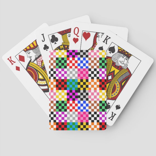 Baralho Desenho de padrão xadrez colorido em patchwork  (Verso)