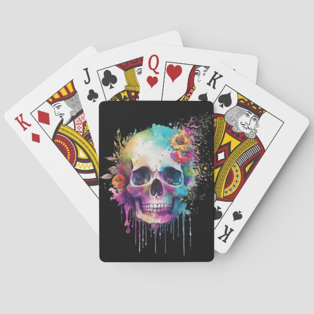 Baralho Design de crânio com placas coloridas (Verso)