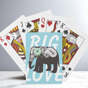 Baralho Design de Elefante de Paisley - Azul-claro-claro-e