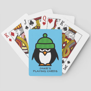 Baralho Design de pinguim personalizado jogando cartas par