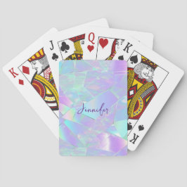 Baralho Design Iridescente Azul e Roxo, Nome em Letra