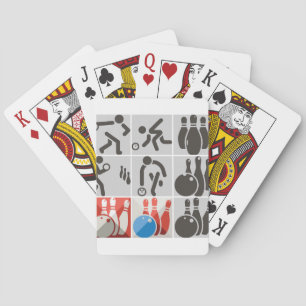 Baralho Dez cartões de jogo dos ícones da boliche do Pin