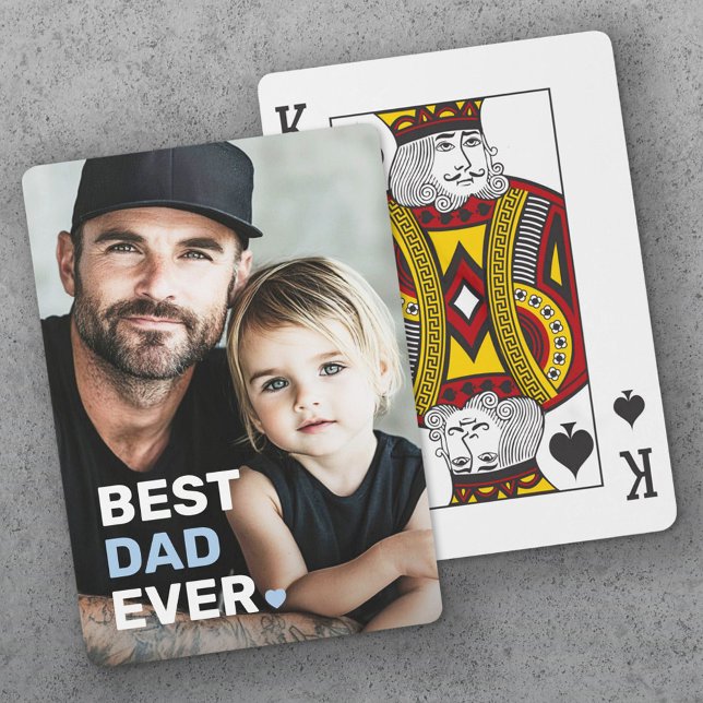 Baralho Dia de os pais de fotografia do melhor pai de semp (Best dad ever photo heart fathers day poker cards)