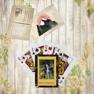 Baralho Dia de os pais Feliz, Dourado Leafy Black Swirls F
