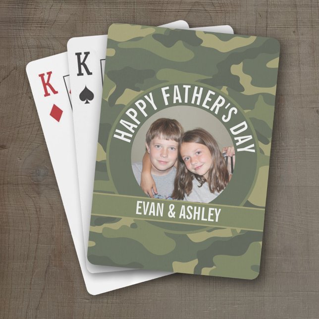 Baralho Dia de os pais Feliz - Foto: Camouflage Green (Personalized Playing Cards)