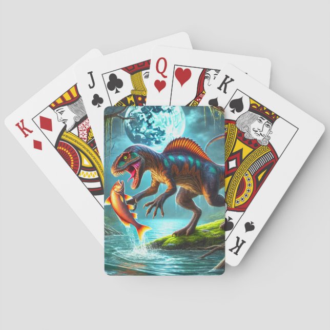 Baralho Dinossauro caçando peixes (Verso)