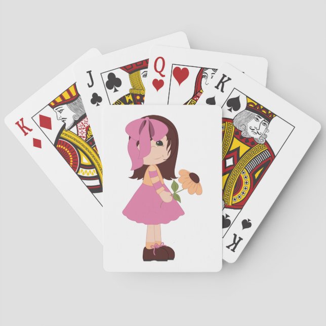Baralho Doce Menina Com Vestido Rosa Flor (Verso)