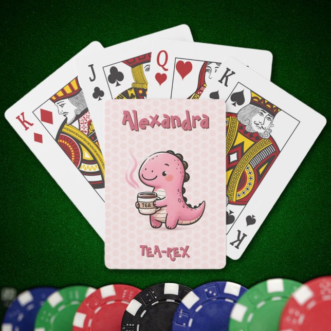 Baralho Docinho Tea-Rex Personalizado Dinossauro Animal Pu (Sweet Tea-Rex Personalized Dinosaur Animal Pun Playing Cards)