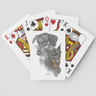 Baralho Dois Cães Doberman Pinscher Jogando Cartões