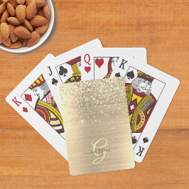 Baralho Dourado Glitter & Monograma, Nome em Letra de Form