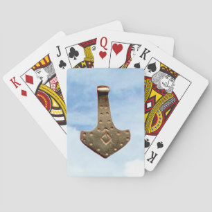 Baralho Dourado Thor Hammer nuvens Jogando cartas