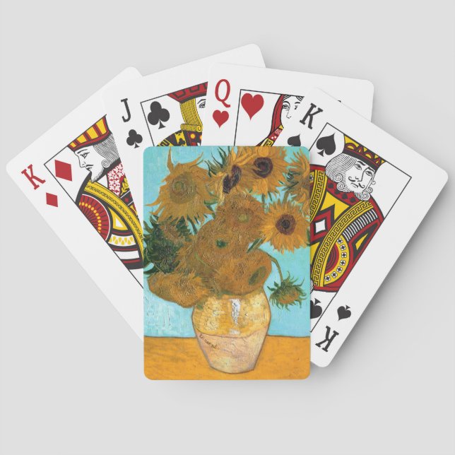 Baralho Doze girassóis em um vaso (pintura em vida estátic (Verso)