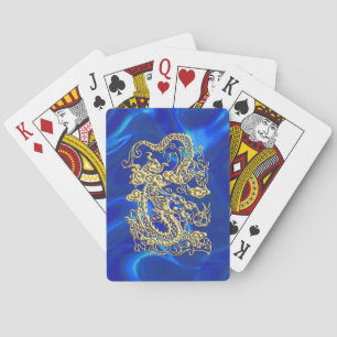 Baralho Dragão Dourado embutido no Impressão Satin Azul