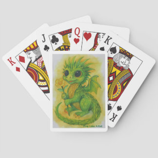 Baralho Dragão Verde Bebê Trazendo Cartas de Jogar de Flor