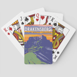 Baralho Drakensberg África do Sul Retro de Viagem de Arte 