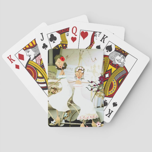 Baralho Duas Brancas Jogando Cartões (Verso)