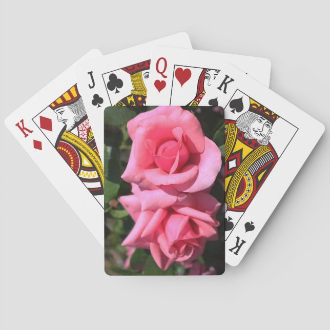 Baralho duas flores de rosa rosa-quente perfeitas. amor (Verso)