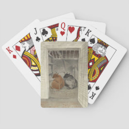 Baralho Duas vacas em um estábulo (por Eric Ravilious)