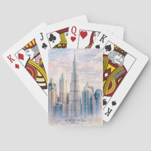 Baralho Dubai Burj Khalifa Cidade de Luxo Aquarela da Pais