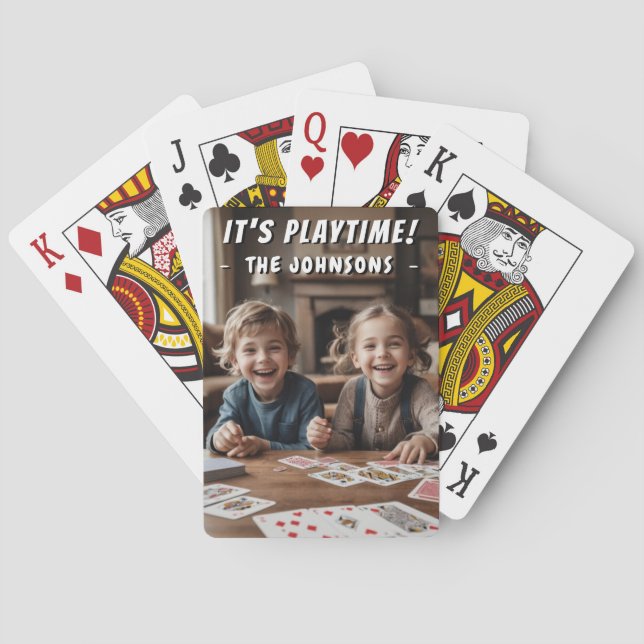 Baralho É a Playtime! Foto Personalizada da Família Cute K (Verso)