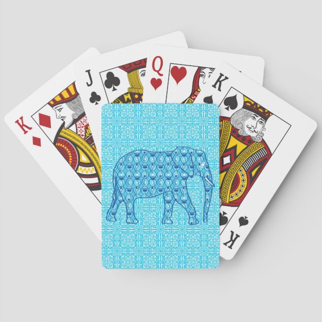 Baralho Elefante de flor de lótus - turquesa (Verso)