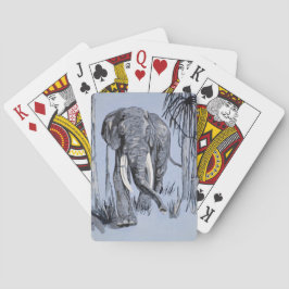 Baralho Elefante Passando Por Savana Florhada Em Azul