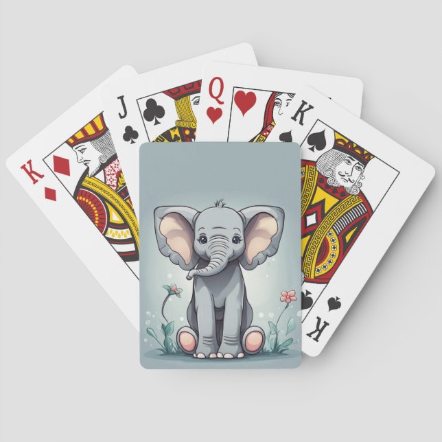 Baralho Elefante sentado fofo (Verso)