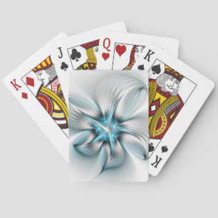 Baralho Elegância Floral Moderna Abstrato Azul Arte Fracta