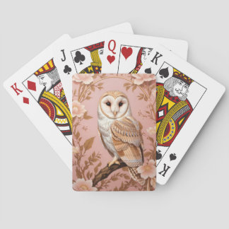 Baralho Elegant Barn Owl Pink and Gold Floral