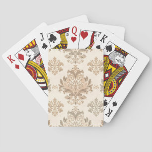 Baralho Elegante Bege Damask Vintage Casa de Campo Frances