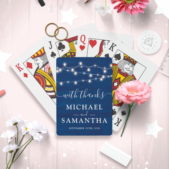 Baralho Elegante Casamento Russo De Madeira Azul Favorito  (Makes a perfect wedding party favor to thank your guests for attending your special day. )