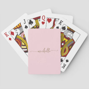 Baralho Elegante Chic Monograma Nome Rosa Pálido Escrito D