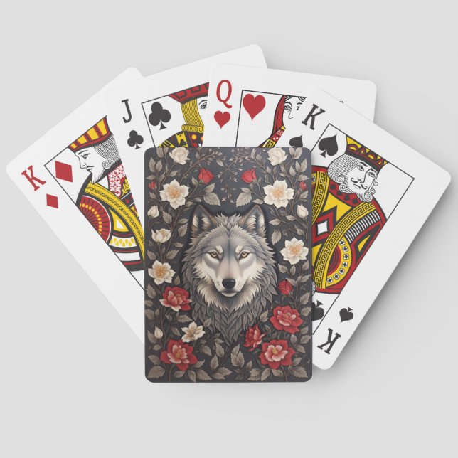 Baralho Elegante Cinza Wolf Floral (Verso)