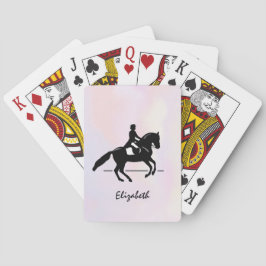 Baralho Elegante Dressage Rider em um Fundo de Aquarela
