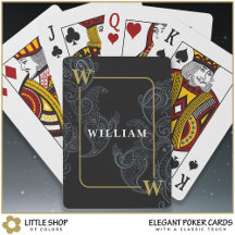 Elegante Paisley Monograma Inicial Nome Preto Dour