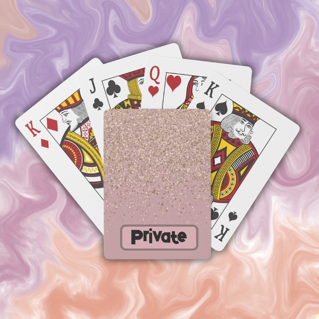 Baralho Elegante Rosa Glitter Monograma | (Criador carregado)