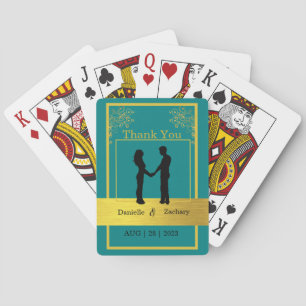 Baralho Elegante Teal Themed Wedding Foto Obrigado A Favor