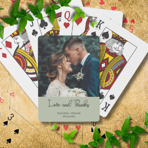 Baralho Elegante Verde Salvia Casamento Amor e Gratidão Fo