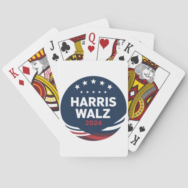 Baralho Eleição do Botão Retro para Democratas Harris Walt (Verso)