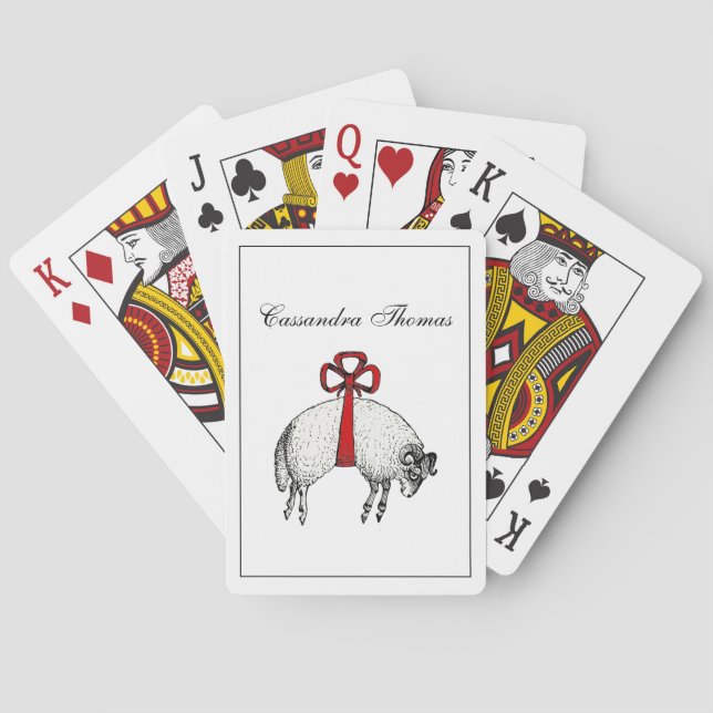 Baralho Emblem de repouso de ovelhas com velo heráldico (Verso)