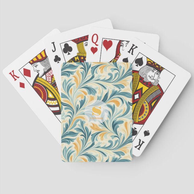 Baralho Emerald Green e Dourada Paisley Leaf Pattern (Verso)