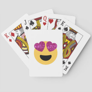 Baralho emoji do olho do coração com brilho